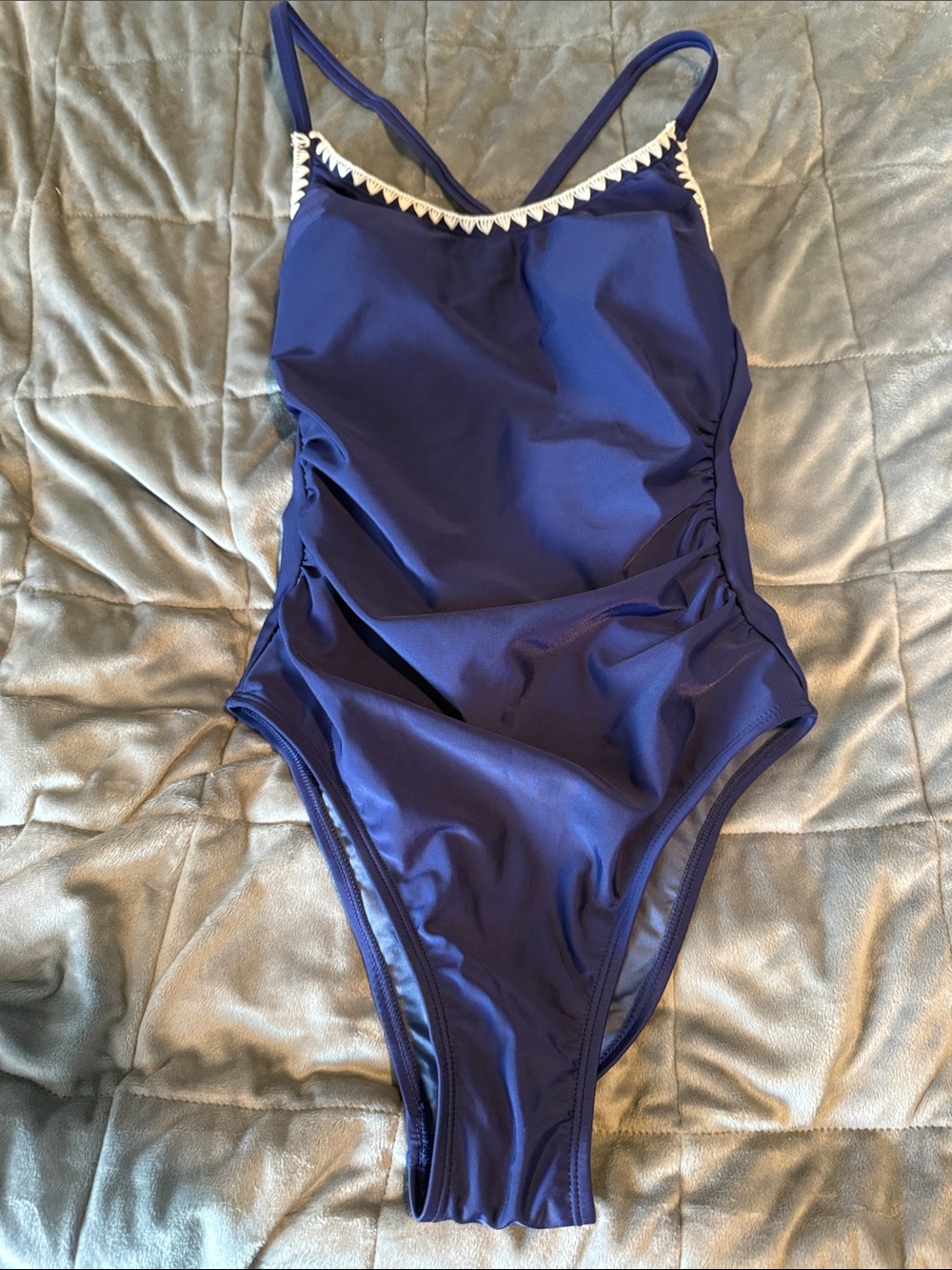 Cupshe Navy One-Piece Swimsuit with White Trim